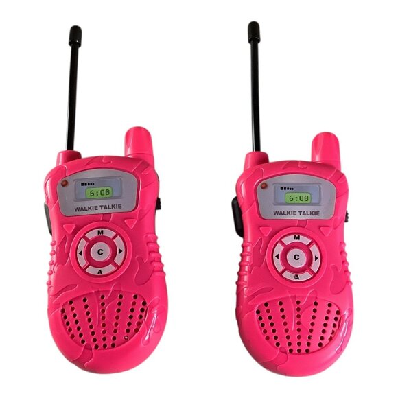 Toy Walkie Talkies 2-Way Radio Pink/Black Pair For Kids Compact Portable Fun - Picture 1 of 7